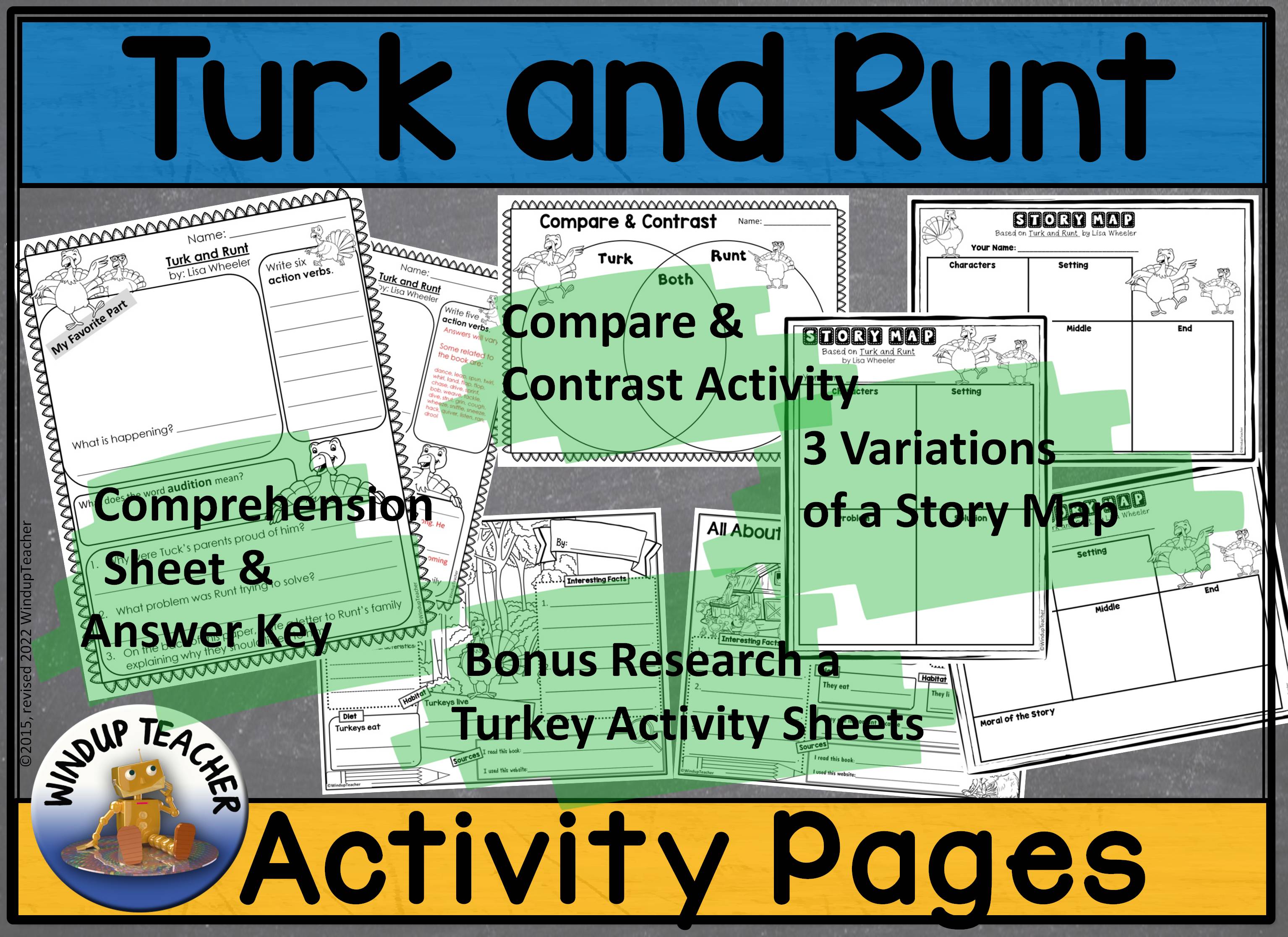 Turk and runt activity sheets print and go
