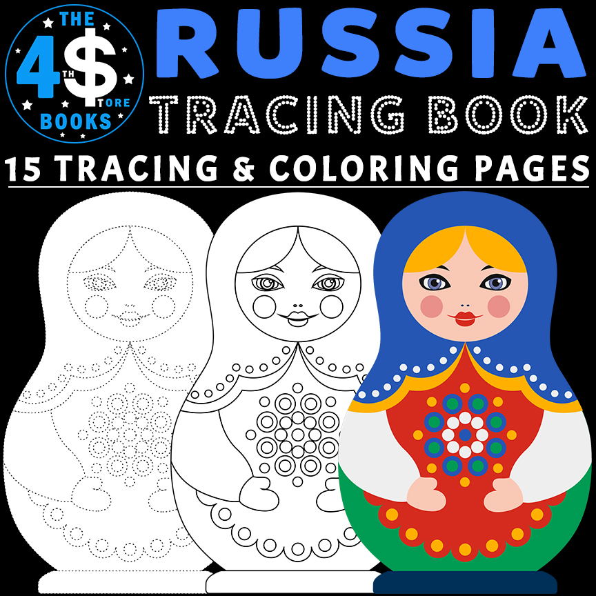 Russia tracing and coloring pages for kids