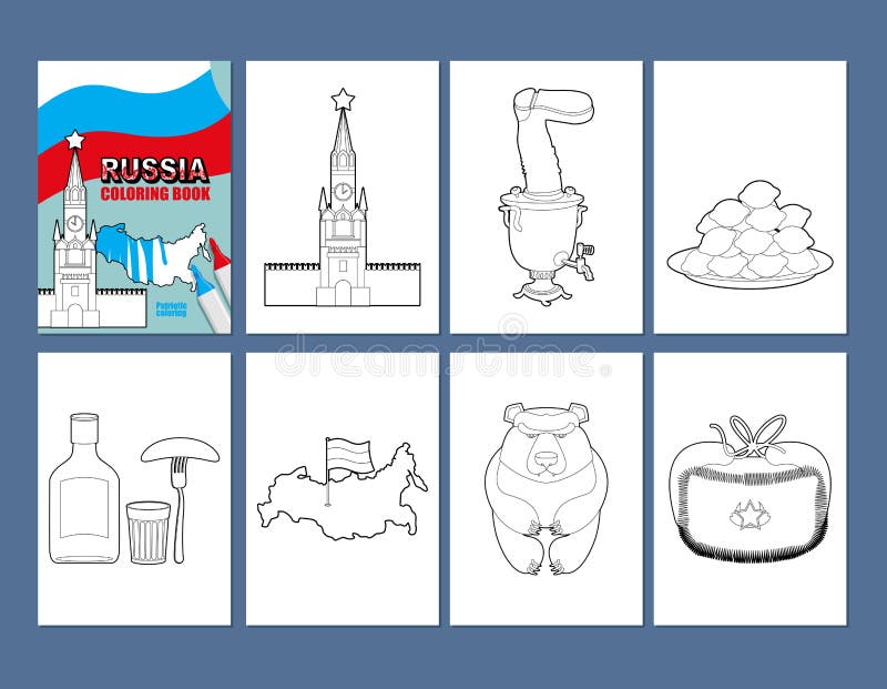 Russian coloring book russian national patriotic illustrations stock vector