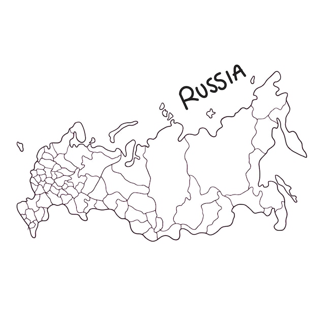 Premium vector hand drawn doodle map of russia