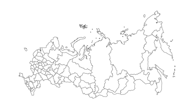 Premium vector russia map in outline black color isolated white background russia map vector illustration