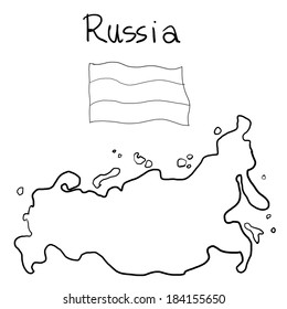 Flag map russia line art stock illustration