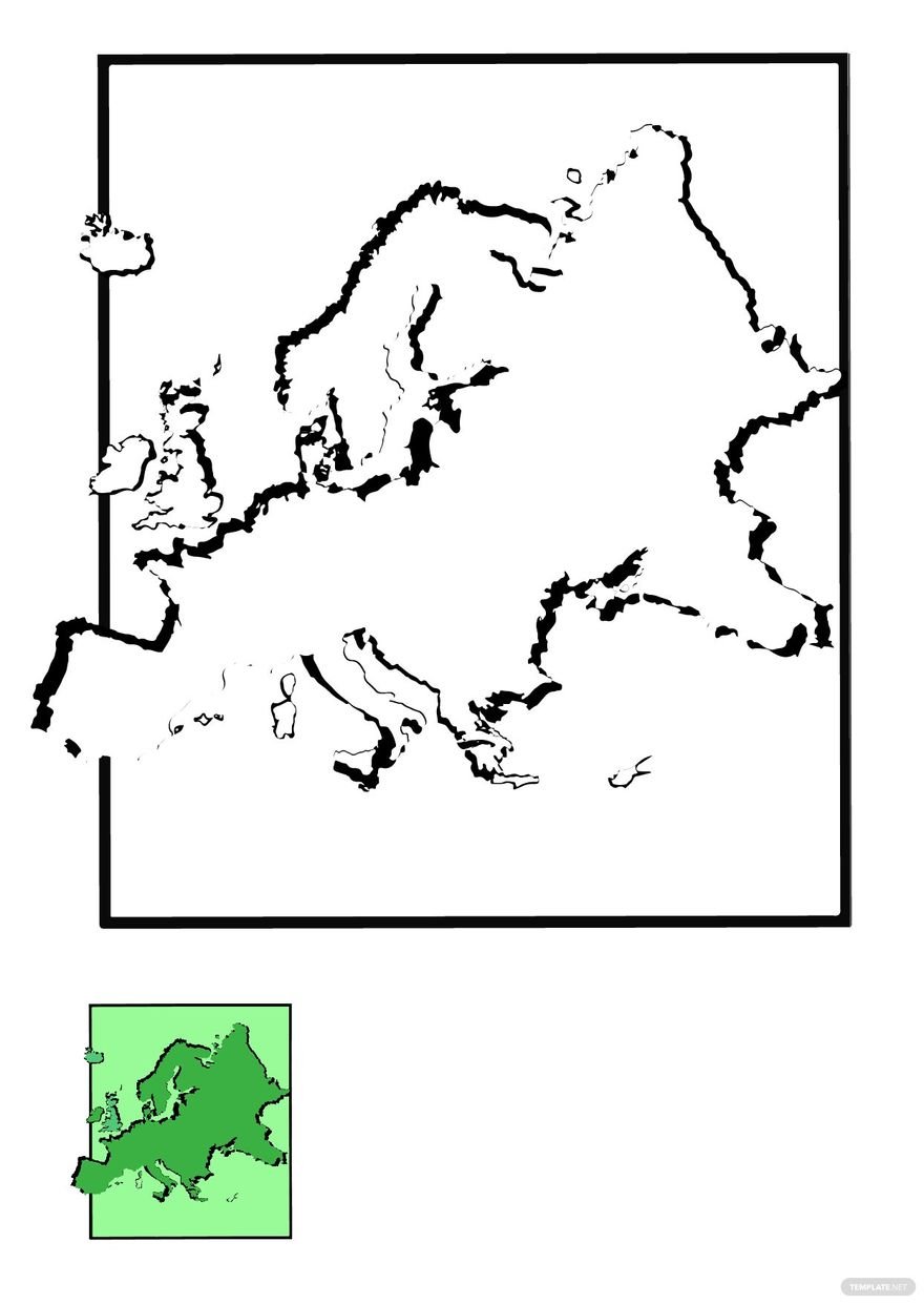 Free green europe map coloring page