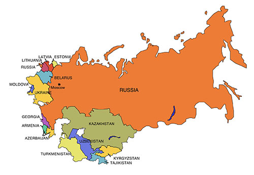 Russia map for powerpoint with surrounding countries