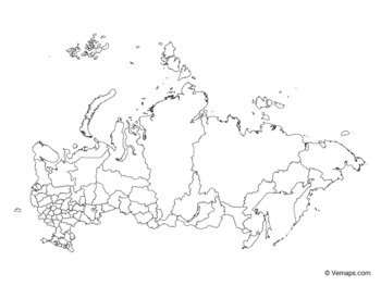 Outline map of russia with federal subjects by vemaps tpt
