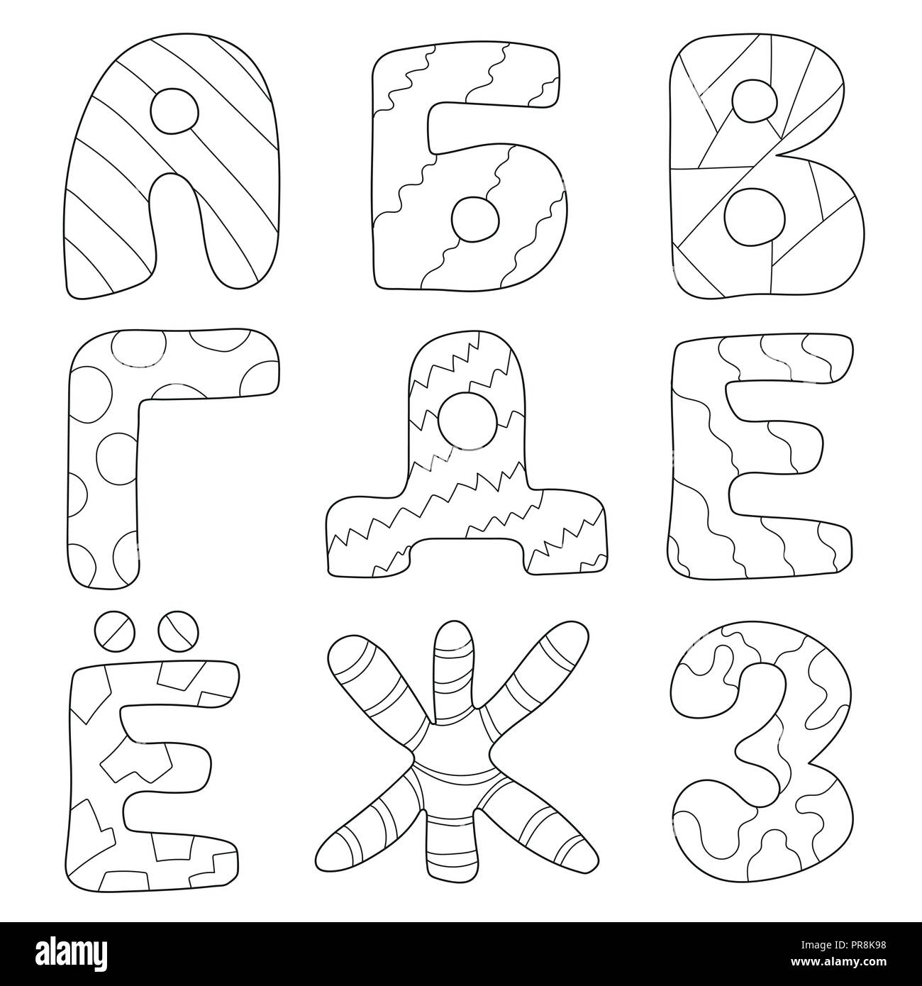 Cartoon alphabet for children design russian letters for kids