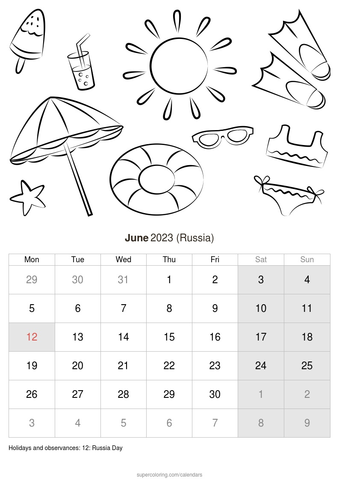 June calendar