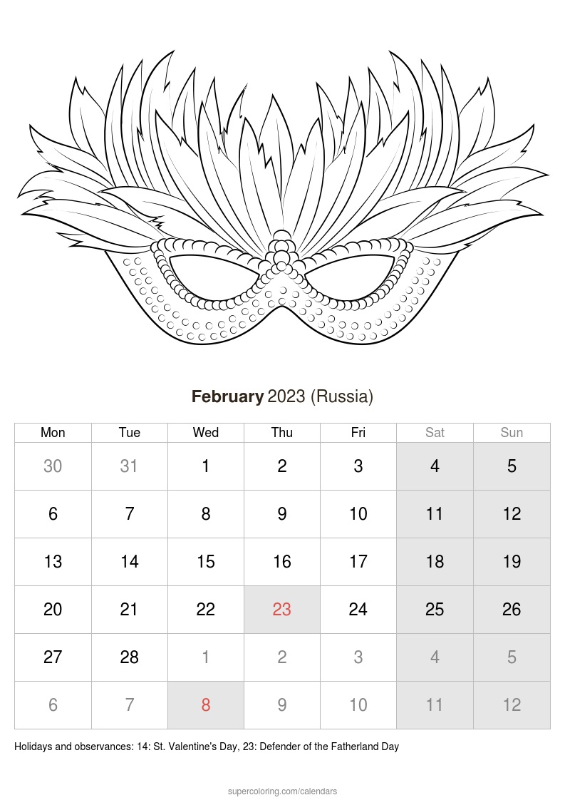 February calendar