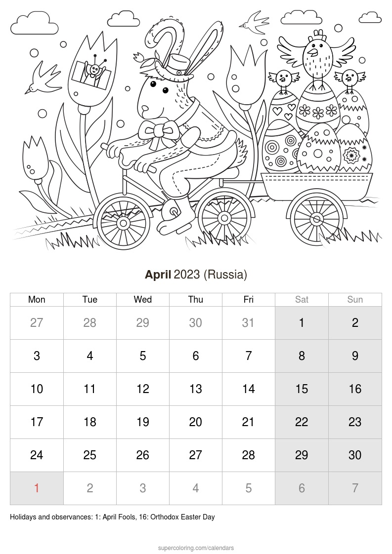 April calendar