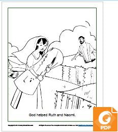 God helped ruth and naomi coloring page