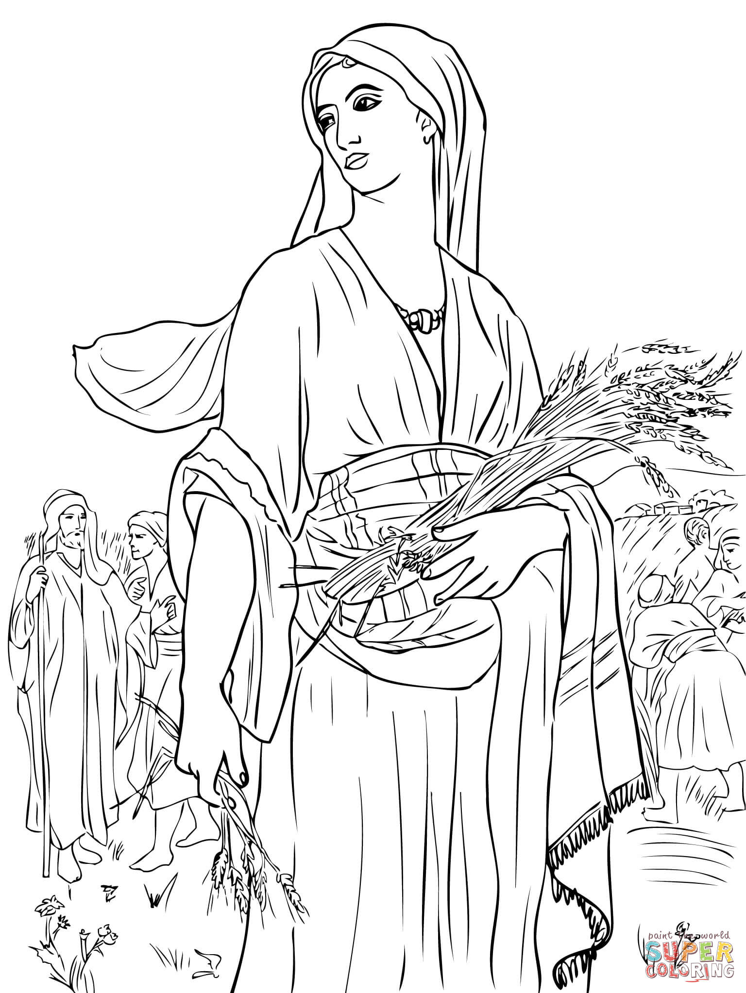 Ruth in the fields coloring page free printable coloring pages
