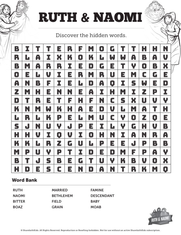 Ruth and naomi sunday school crossword puzzles clover media