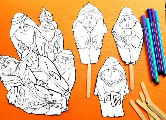 Shavuot coloring puppets ruth and naomi stick puppets book of ruth bible puppets craft and coloring pages