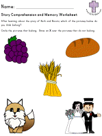 Ruth and naomi story prehension and memory worksheets