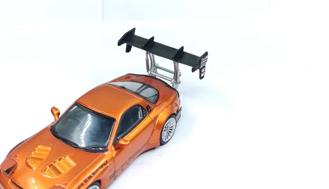 D print resin modified tail wing simulation sports racing car garage scene