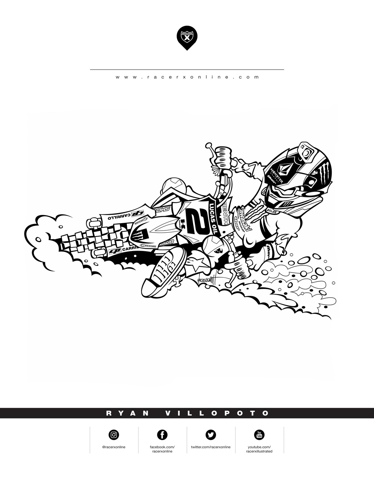 Downloadable motocross coloring pages for kids