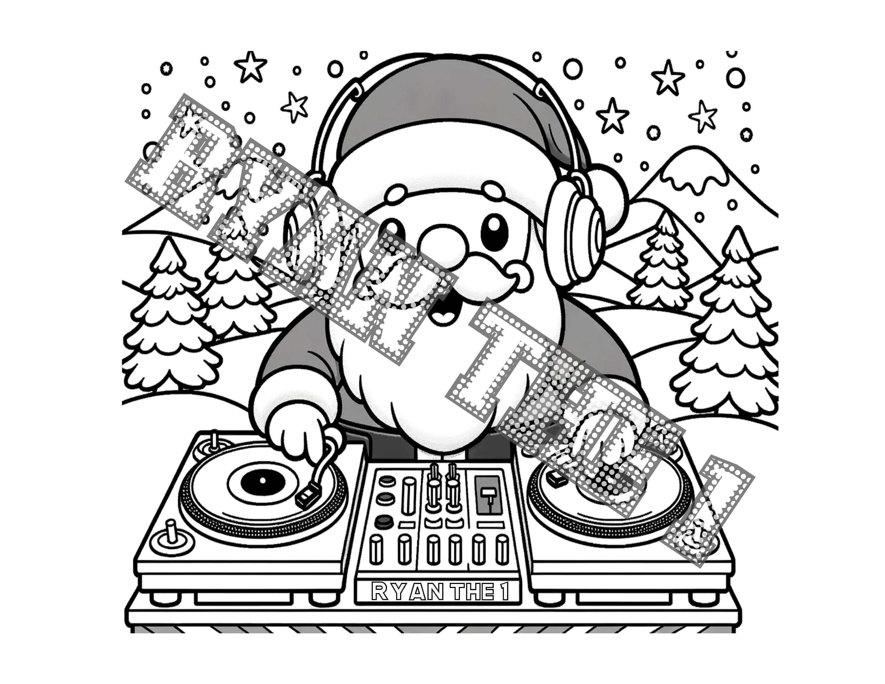 Dj santa claus hip hop coloring page by ryan the hip hop christmas coloring printable of santa coloring page for christmas