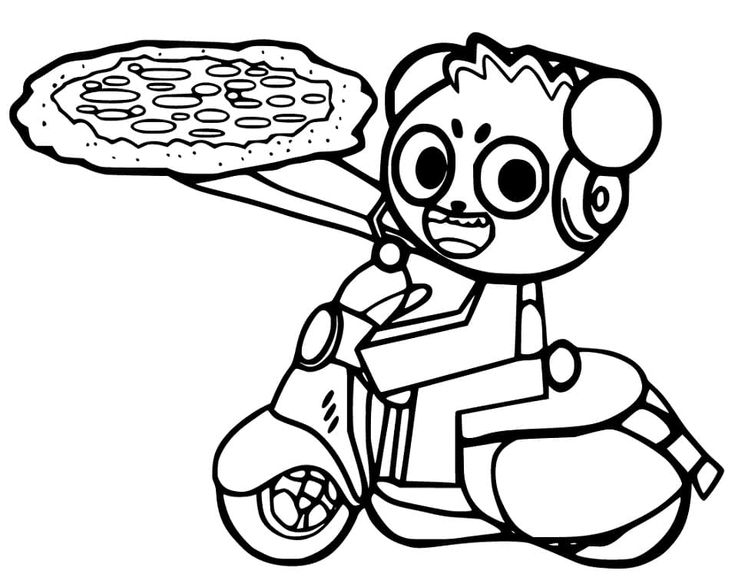 Bo panda and pizza coloring pages