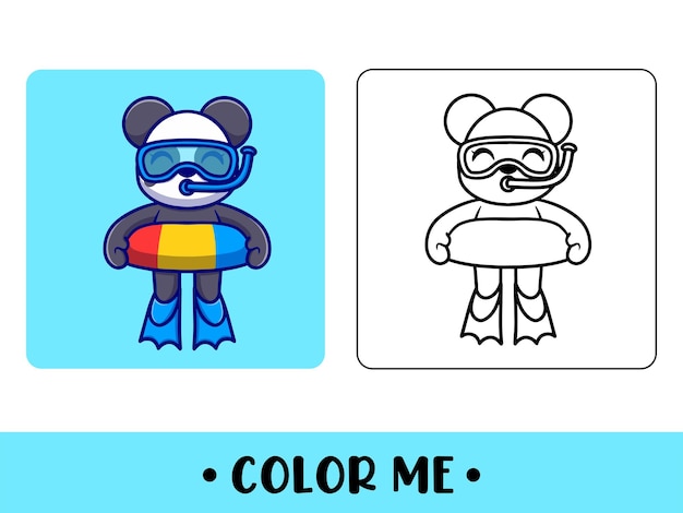 Premium vector vector coloring book or page for kids cute panda black and white illustration