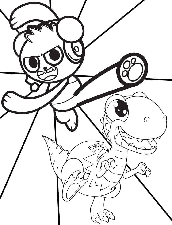 Bo panda and shelldon from ryans world coloring page