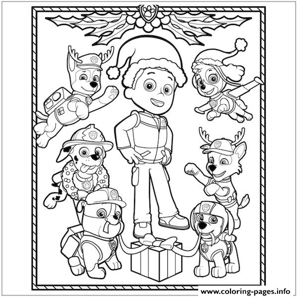 Paw patrol christmas ryder coloring page printable