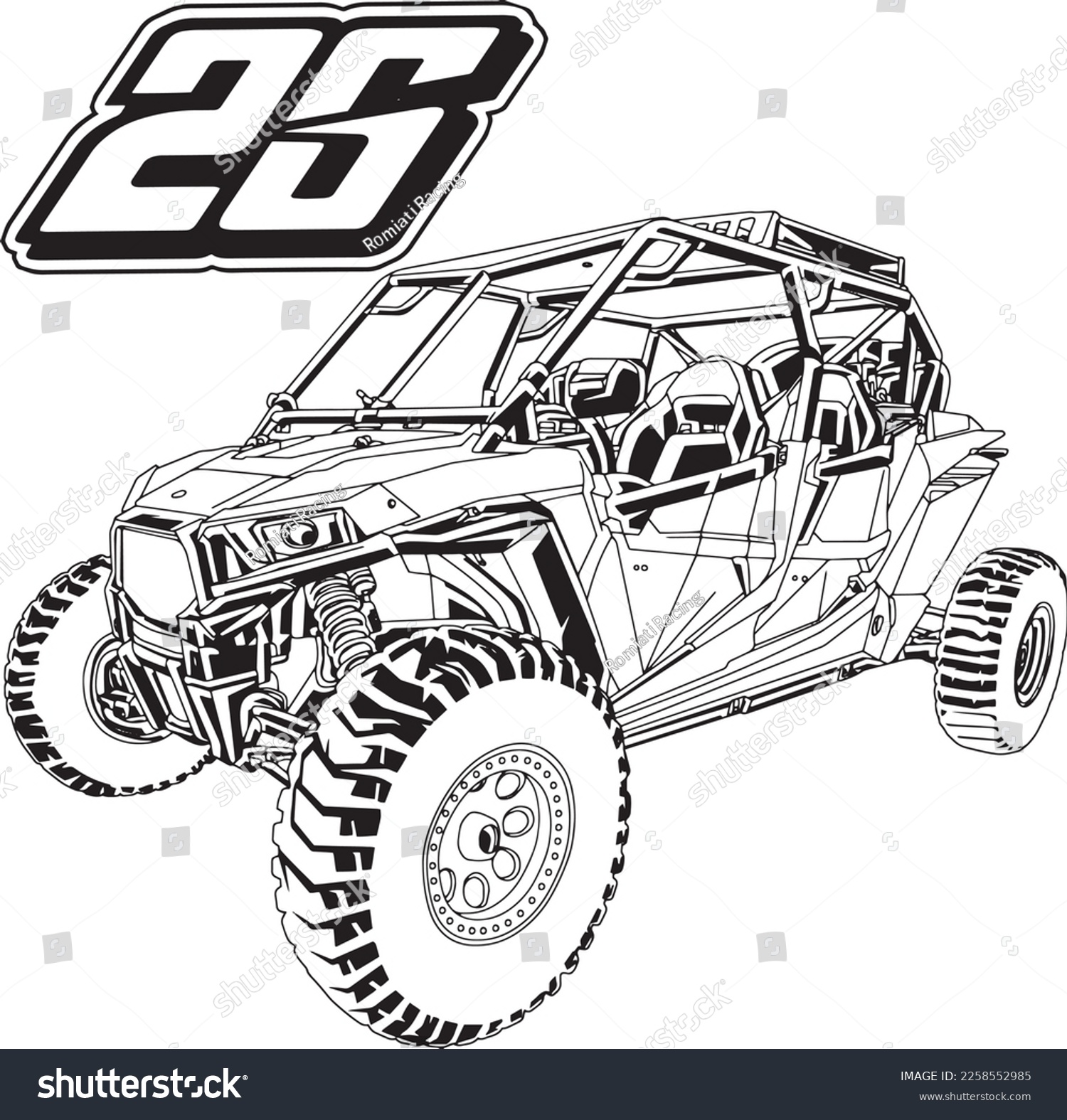 Mega truck outline illustration poster digital stock vector royalty free