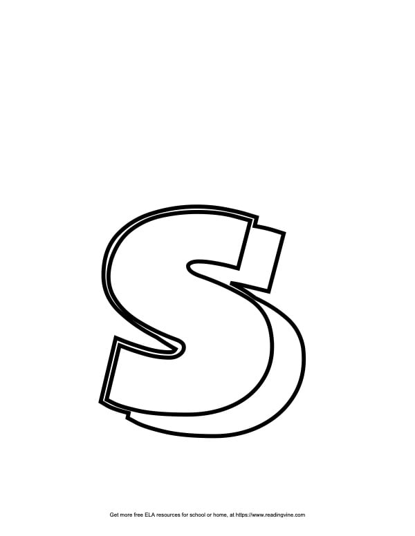 Bubble letter s free printable styles