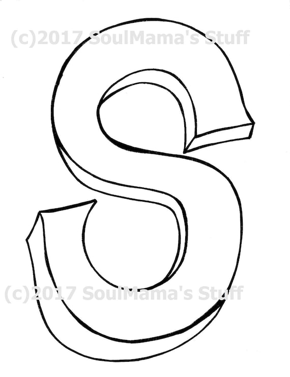 Blank capital letter s coloring page digital download