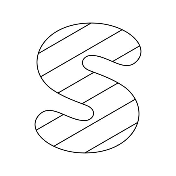 Coloring page with letter s for kids stock illustration