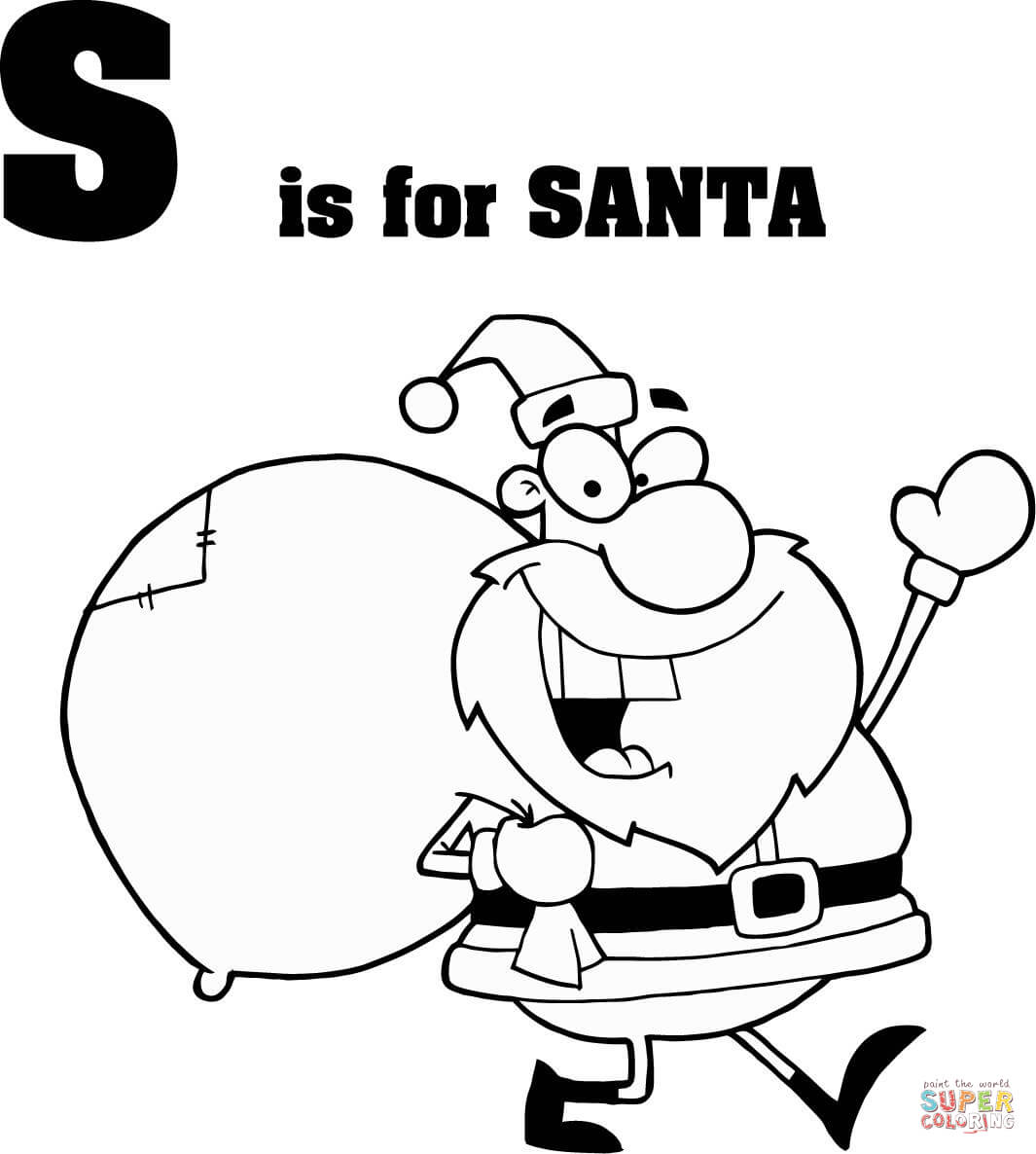 Letter s is for santa coloring page free printable coloring pages