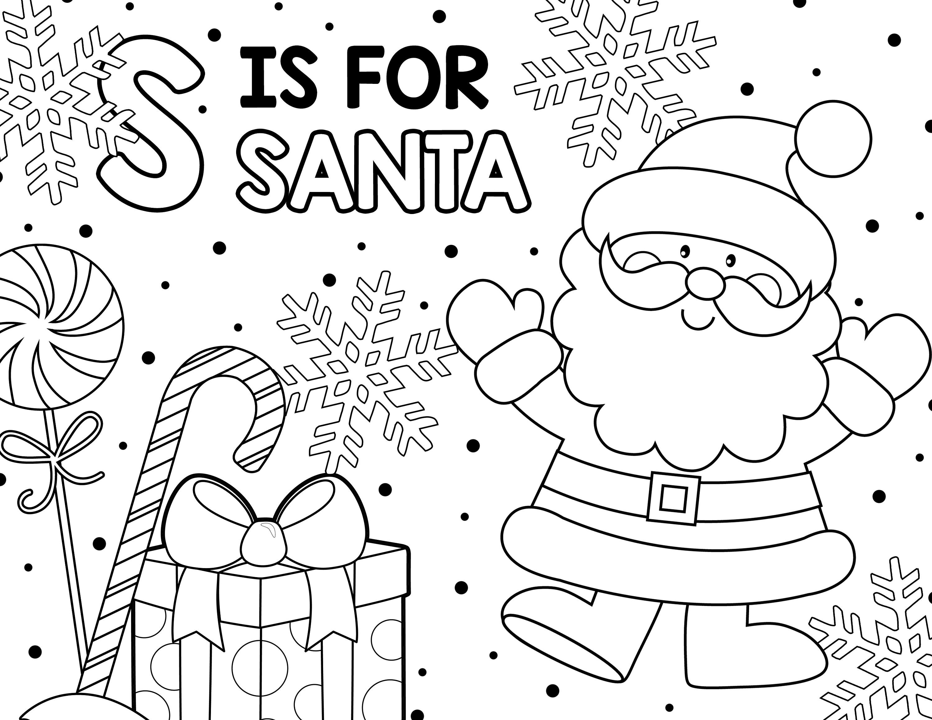 Santa coloring page preschool christmas coloring sheet