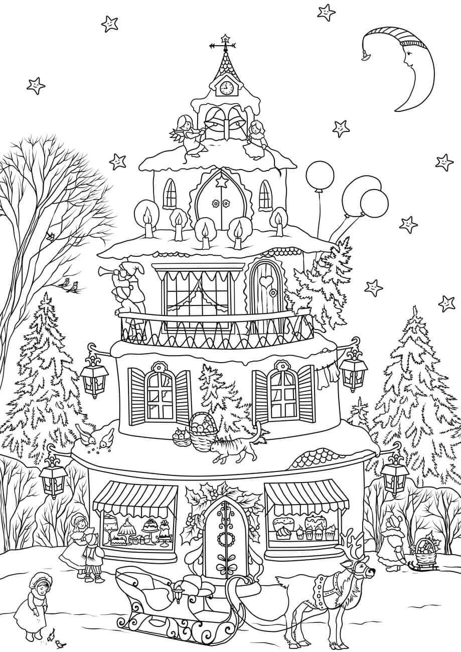 Coloring page santas house