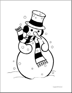 Coloring page snowman