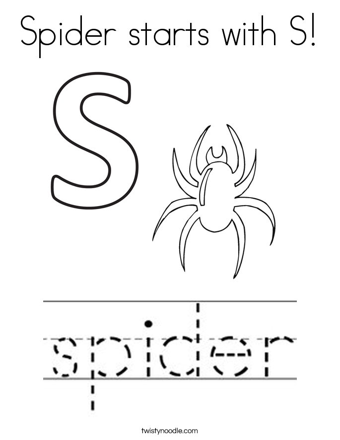 Spider starts with s coloring page coloring pages letter s activities teaching preschool