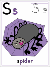 Alphabet letter s spider theme preschool lesson plan printable activities and worksheets