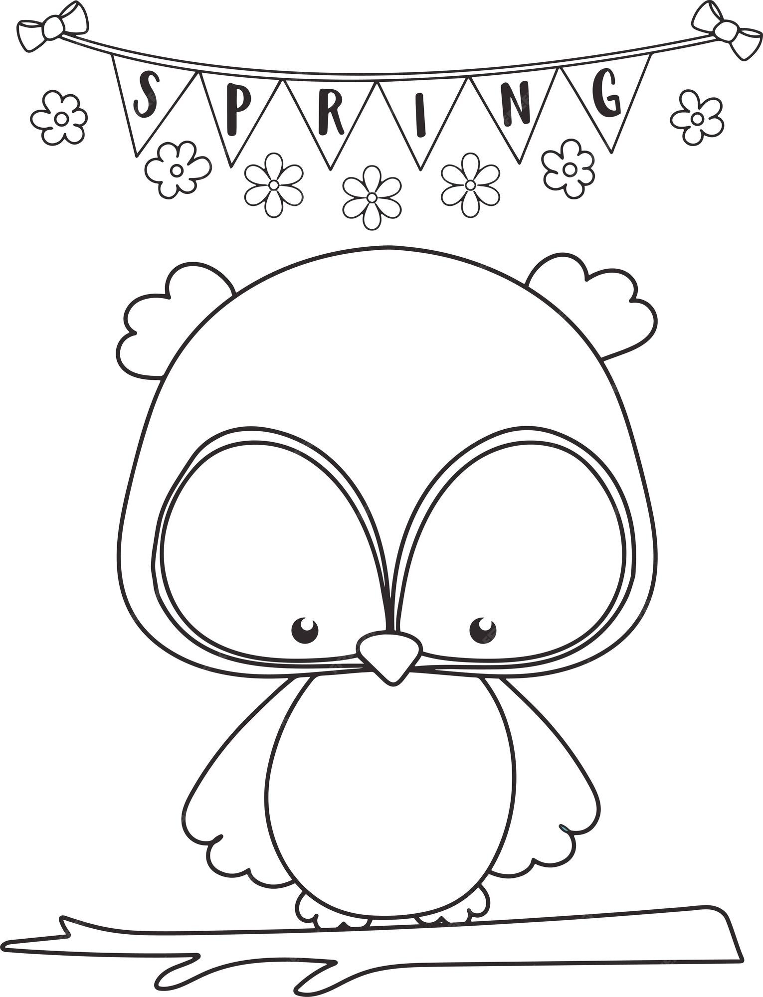Premium vector spring coloring pages cute hand drawing