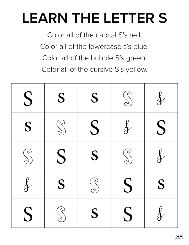 Letter s worksheets
