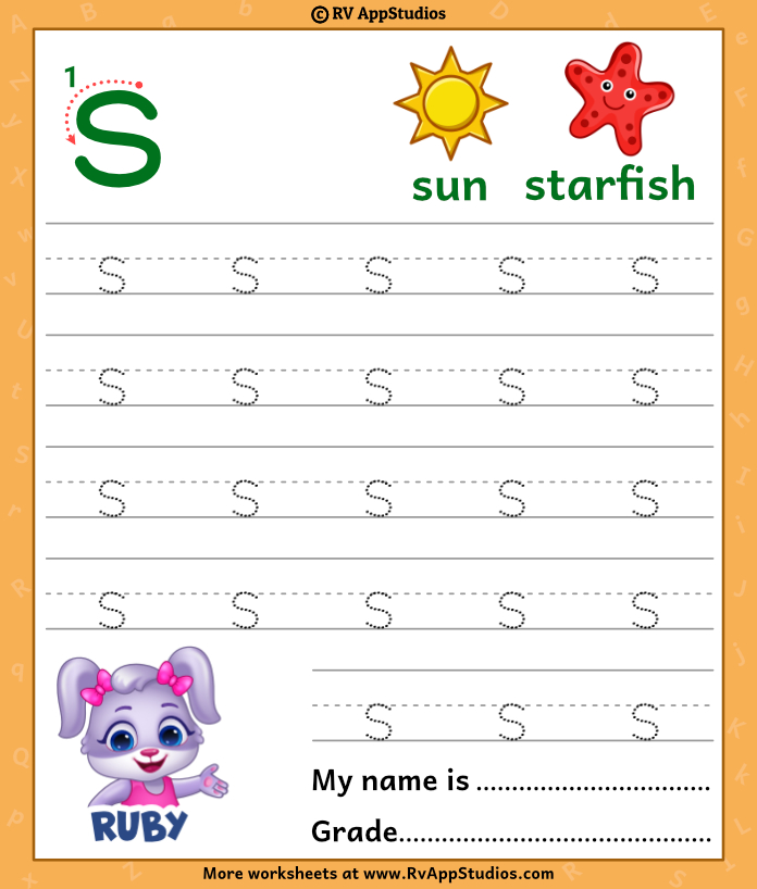 Lowercase letter s tracing worksheets trace small letter s worksheet