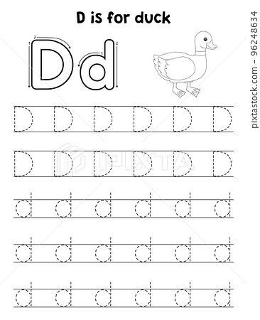 Duck animal tracing letter abc coloring page d