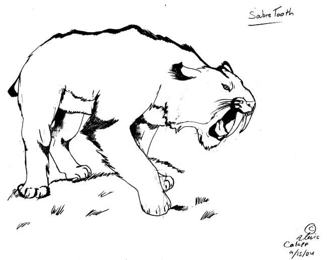 Smilodon was not the only saber toothed cat another species was the scimitar cat both living at the end of the last â cat coloring page cat drawing sabertooth