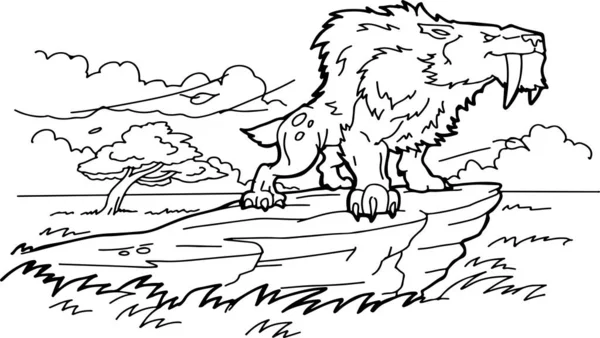 Cartoon saber tooth tiger coloring book stock vector by blackrhino