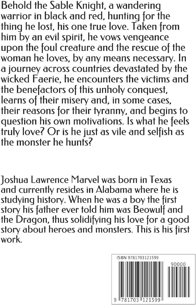 The sable knight an epic marvel mr joshua lawrence books