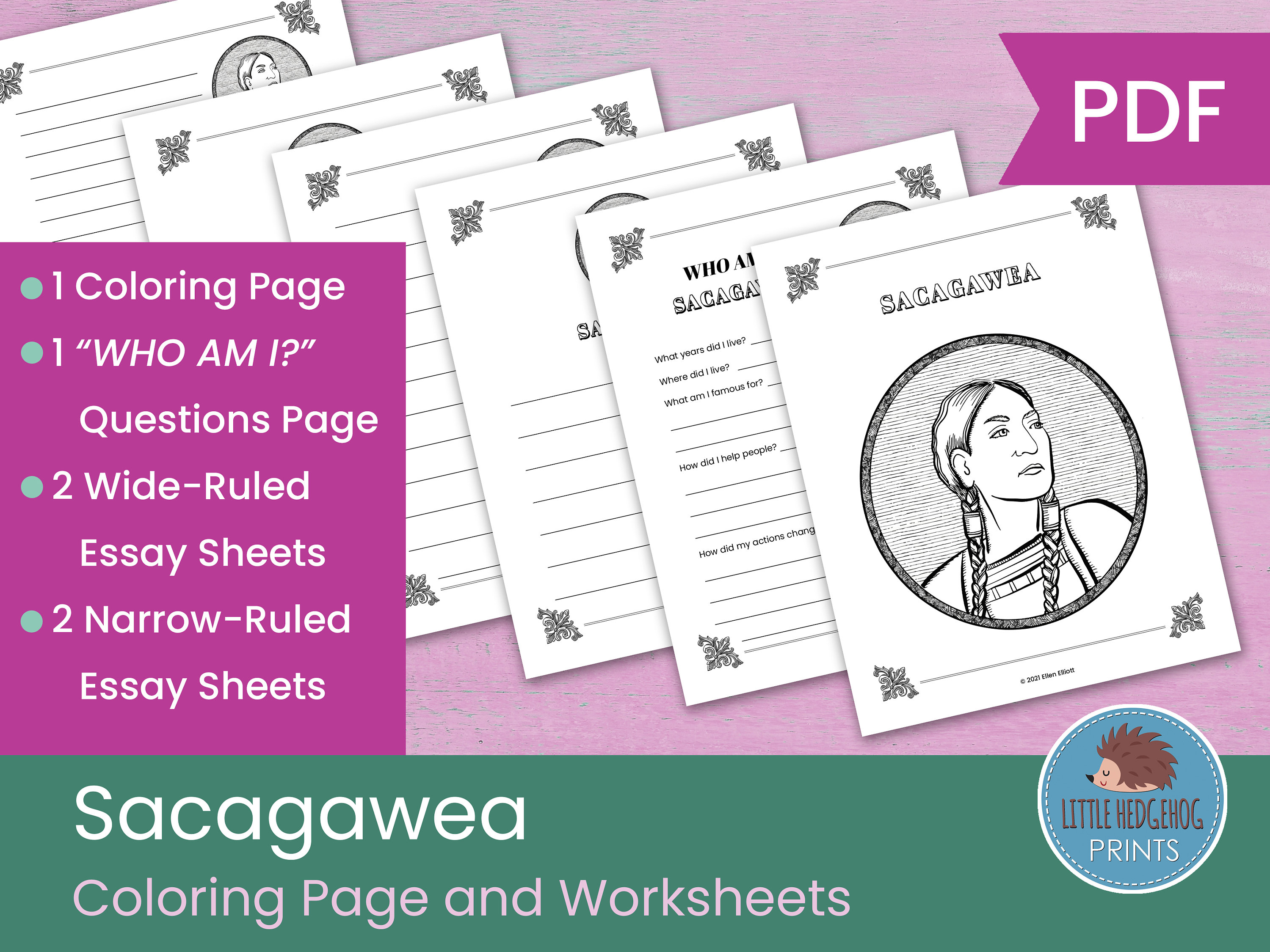 Sacagawea coloring page and worksheets womens history month native american heritage month lewis and clark