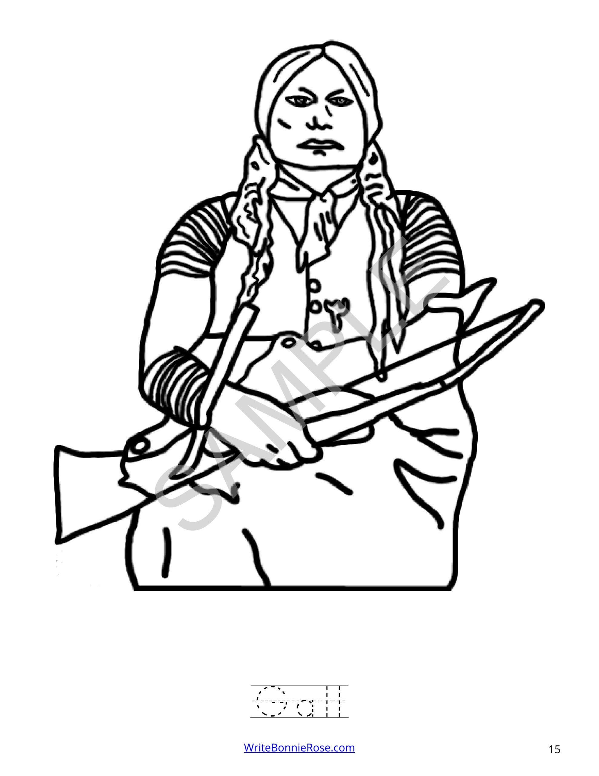 Famous native americans coloring book with print copywork made by teachers