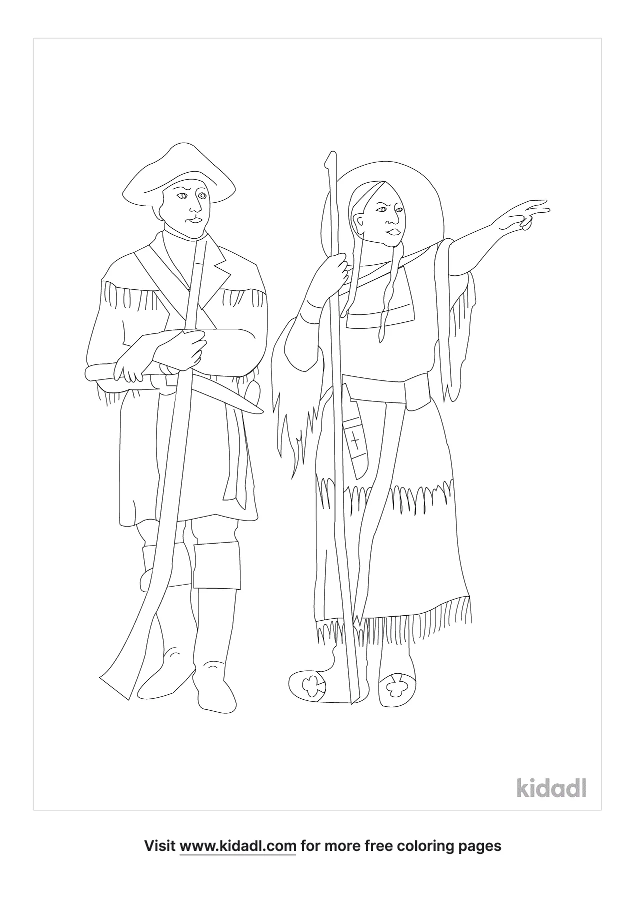 Free sacagawea and husband coloring page coloring page printables