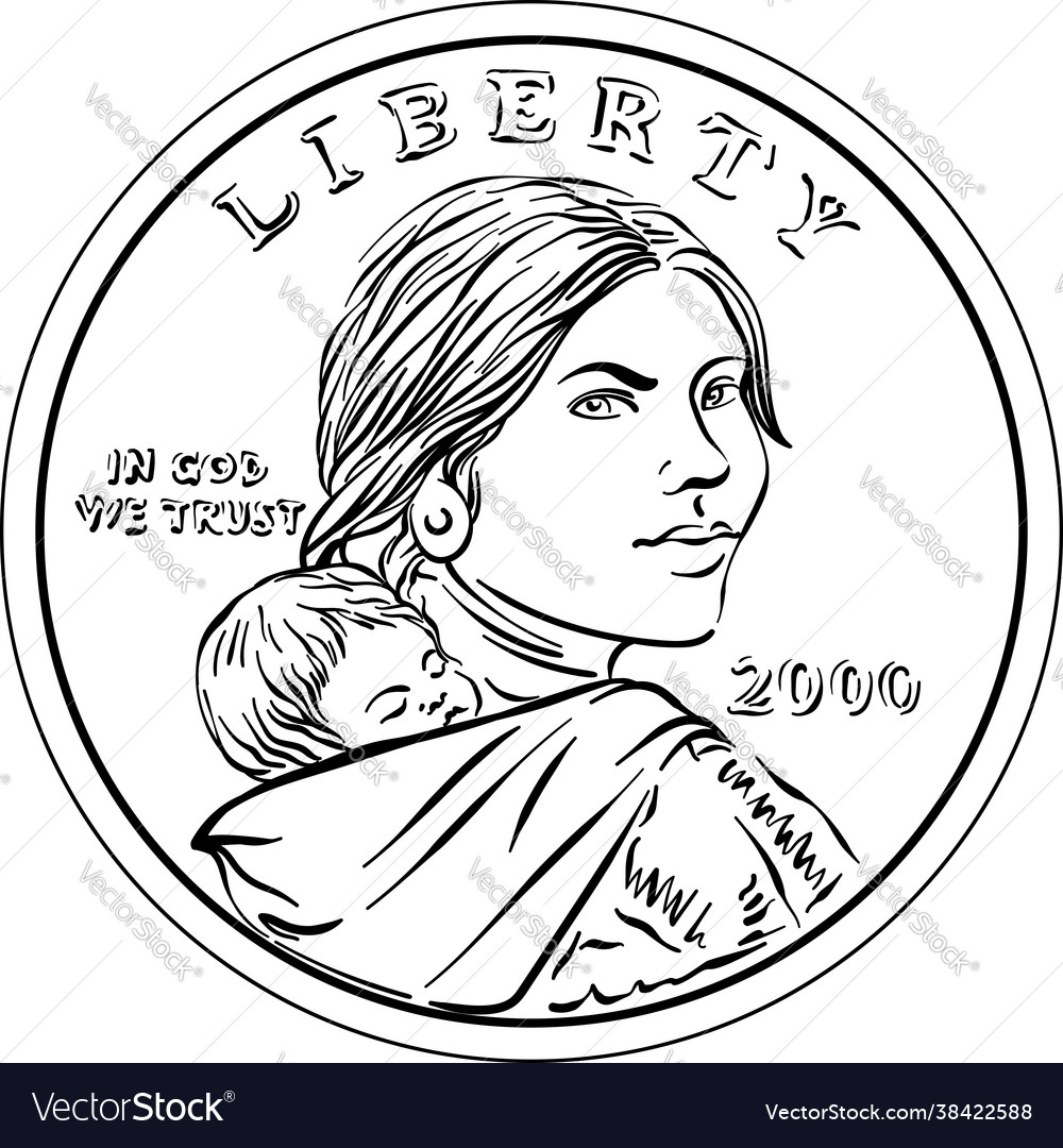 American sacagawea dollar gold coin royalty free vector