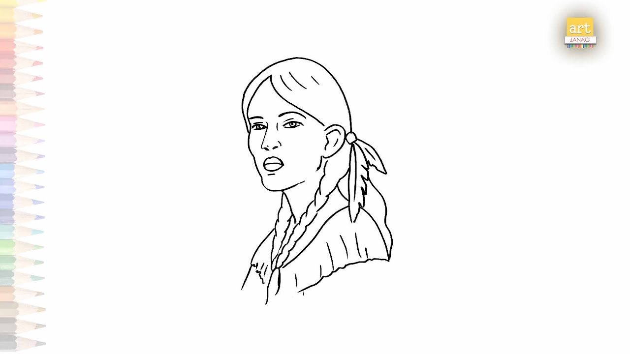 Sacagawea drawing easy explorer drawings how to draw sacagawea step by step outline drawings