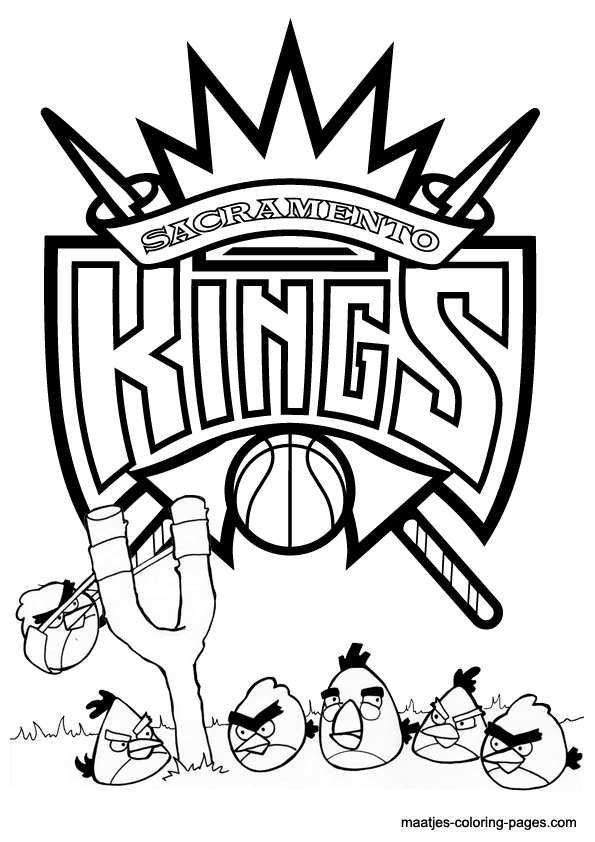 Angry birds and sacramento kings nba coloring pages