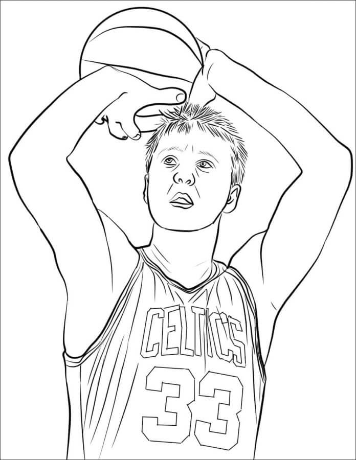 Larry bird takes a pitch coloring page
