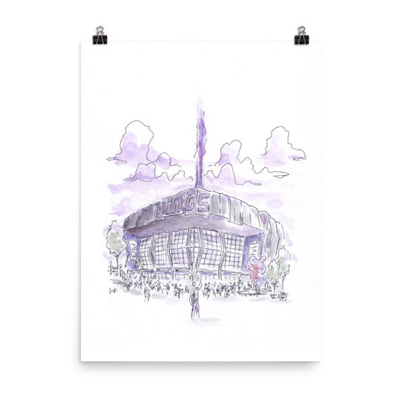 Light the beam sacramento kings watercolor print california hand